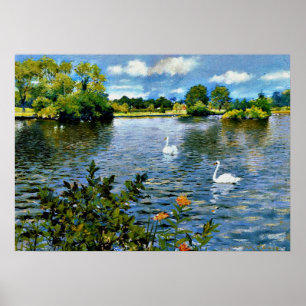 Un lago de Long Island, arte fino,