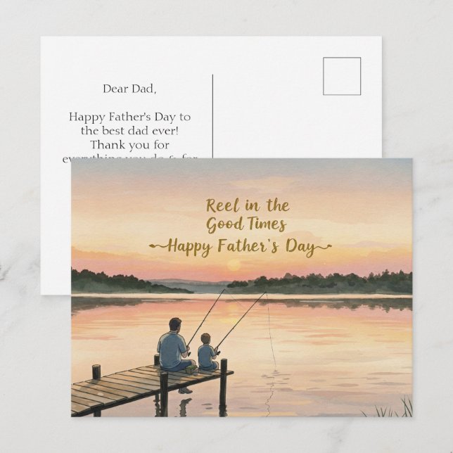 un lago sereno para la postal del Día del Padre (Anverso / Reverso)