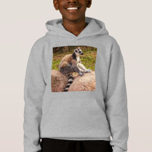 un lémur de Madagascar en sudadera con capucha