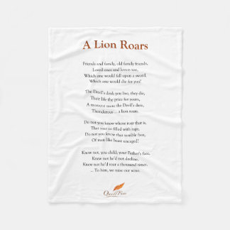 Un león ruge el poema en la manta