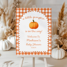 Un letrero de bienvenida para baby shower de otoño