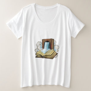 Un libro que se abre, con una cascada