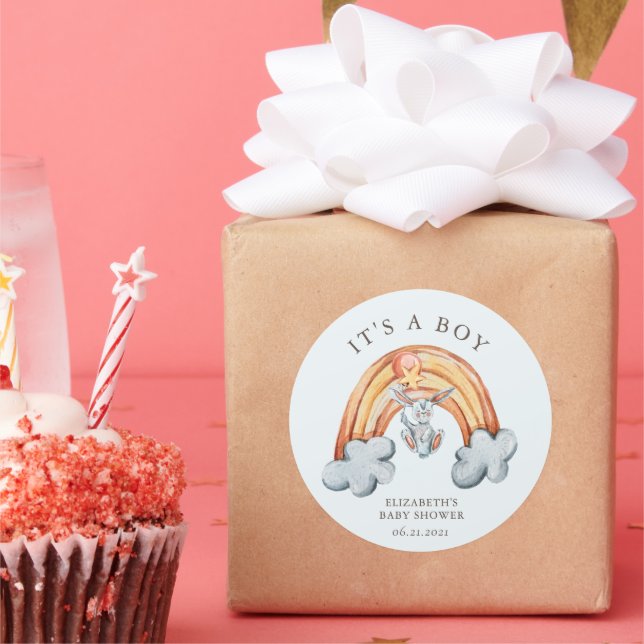 Un lindo arcoiris de conejo es un Pegatina de niño (Fiesta)