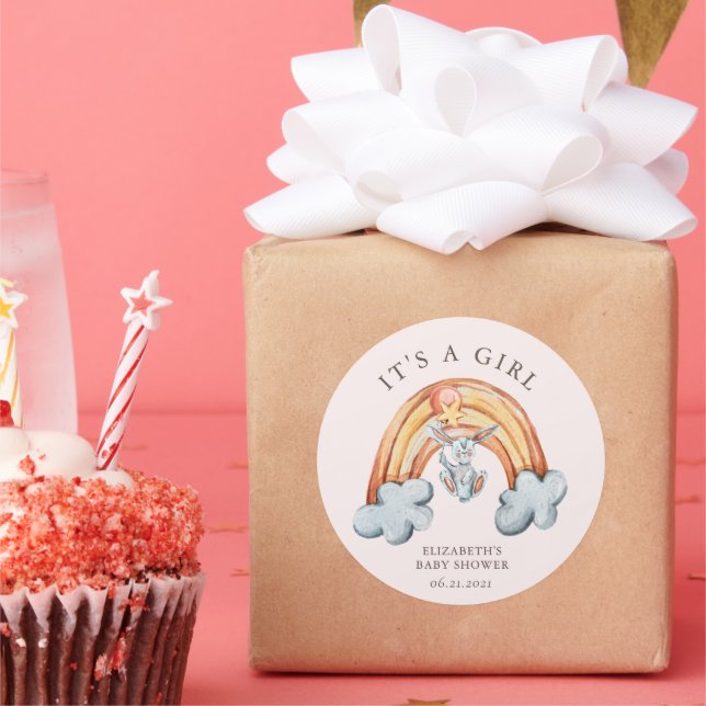 Un lindo arcoiris de conejo es un Pegatina de niño (Fiesta)