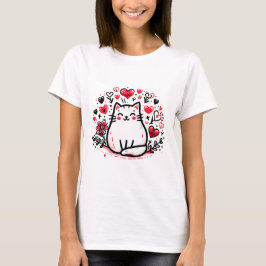 Un lindo gato dibujando camisetas de mujeres