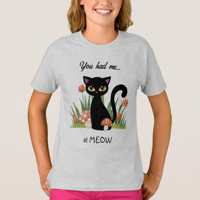 Un lindo gato negro me tenía en la camiseta de Meo (Anverso)