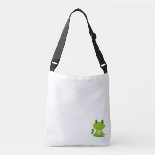 Un lindo gráfico de rana en una bolsa de tote.