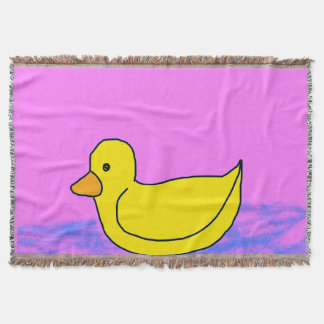 un lindo pato amarillo en la manta rosa Throw