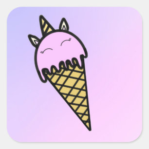Un lindo pegatina de helado de unicornio