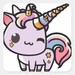 Un lindo pegatina kawaii unicornio