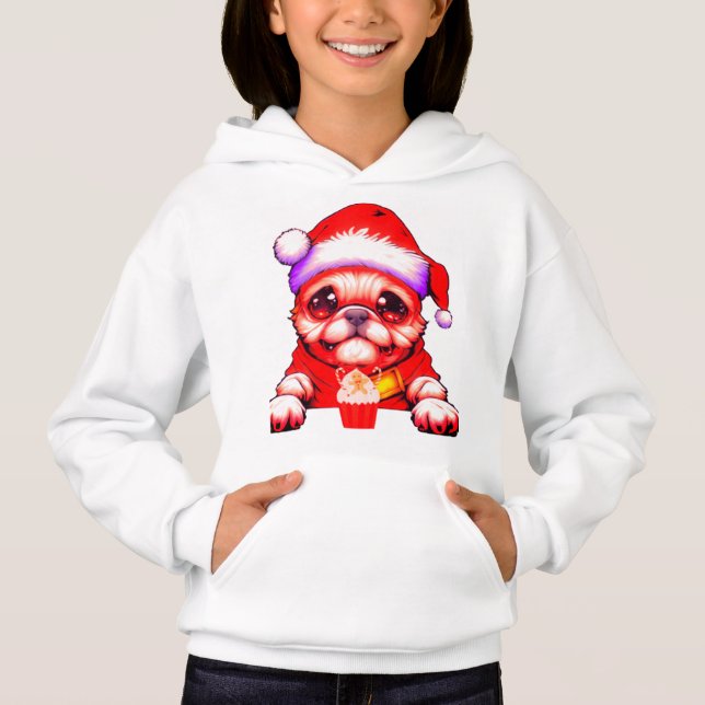 Un lindo perro de pug con Santa Hat y bebe (Anverso)