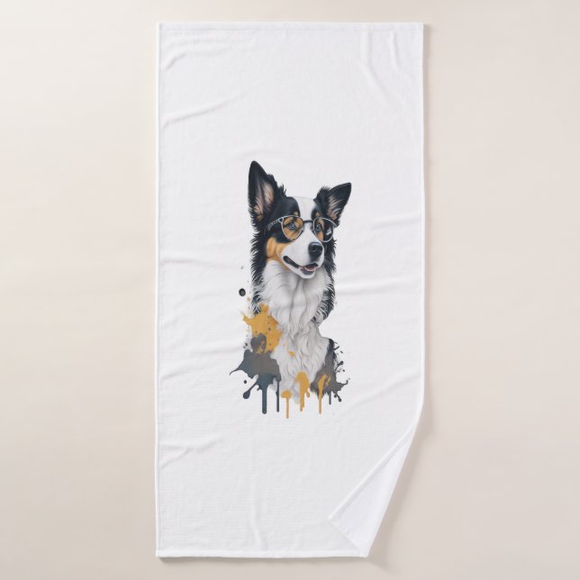 Un lindo perro en la frontera (Toalla de baño)