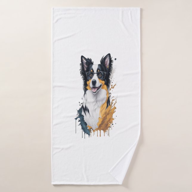 Un lindo perro en la frontera (Toalla de baño)
