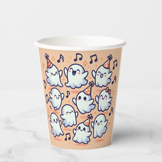 Un lindo vaso de papel "fiesta de baile fantasma" (Anverso)