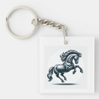 Un llavero con estampa de caballo negro