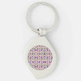 Un llavero elegante con un estampado floral redond