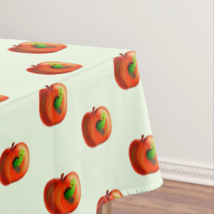 Un mantel gracioso con un gusano de Apple feliz