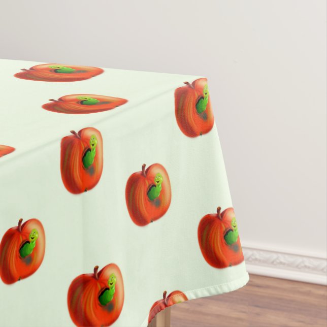 Un mantel gracioso con un gusano de Apple feliz (In Situ)