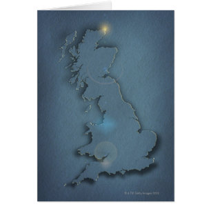 Un mapa simple de las islas británicas con puesta