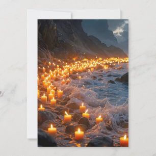 Un mar de velas en la playa, Tarjeta de condolenci