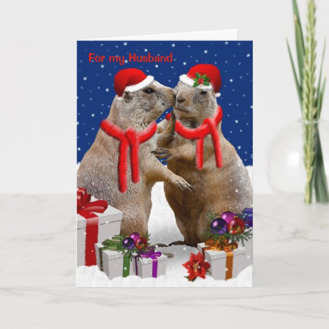 Un MARIDO de la tarjeta del beso del navidad (Anverso)