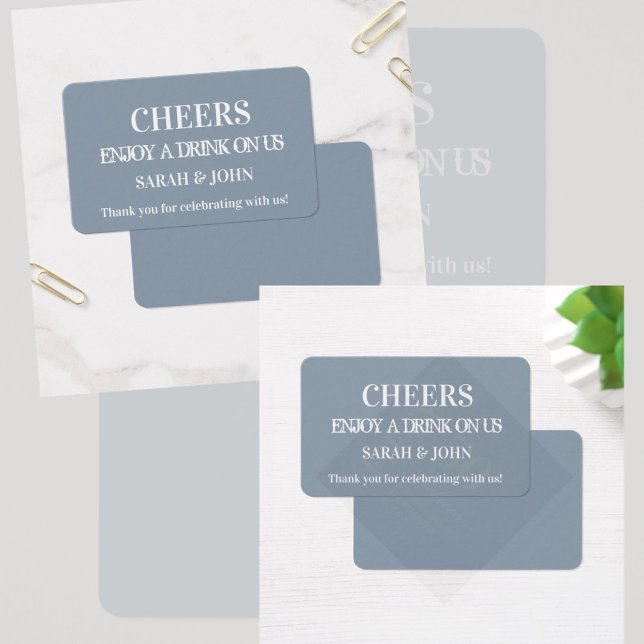Un moderno y sencillo boleto de bebida Boda azul (Custom Drinking Ticket )