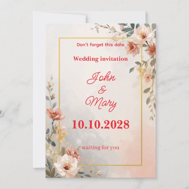 Un momento de amor, una invitación de boda (Anverso)