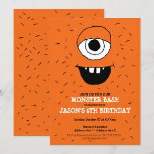 ¡Un Monstruo Naranja Bash! Invitación de Fiesta de