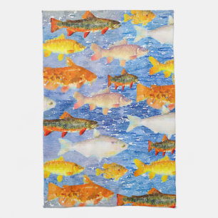 Un montón de peces en las toallas de cocina marina