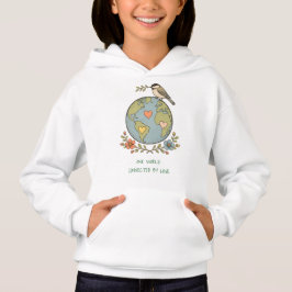 Un mundo conectado por amor Cute Globe Kids Hoodie