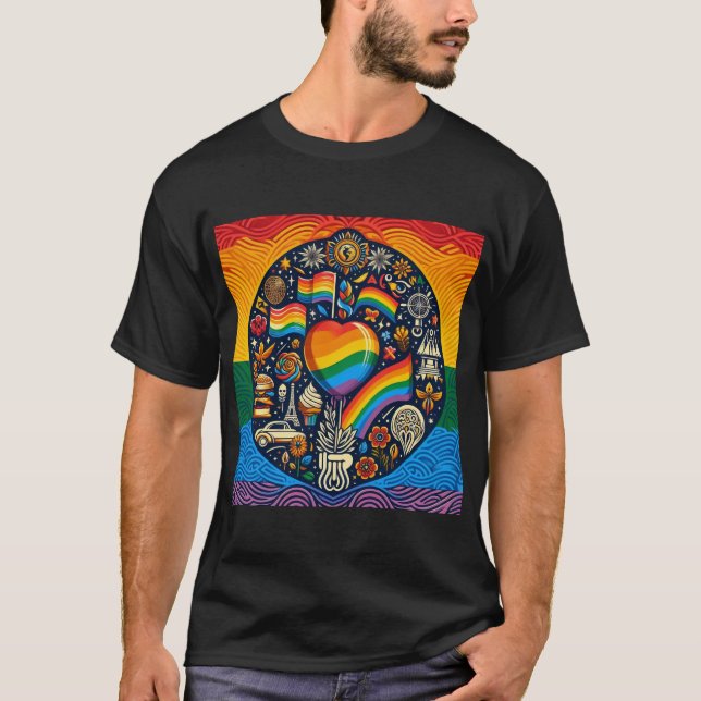 Un mundo de personas orgullosas imprimen camisetas (Anverso)