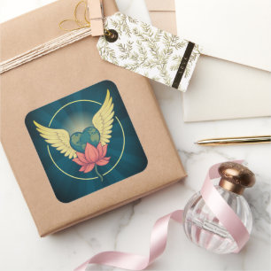 Un mundo llevado a cabo por el Pegatina del amor