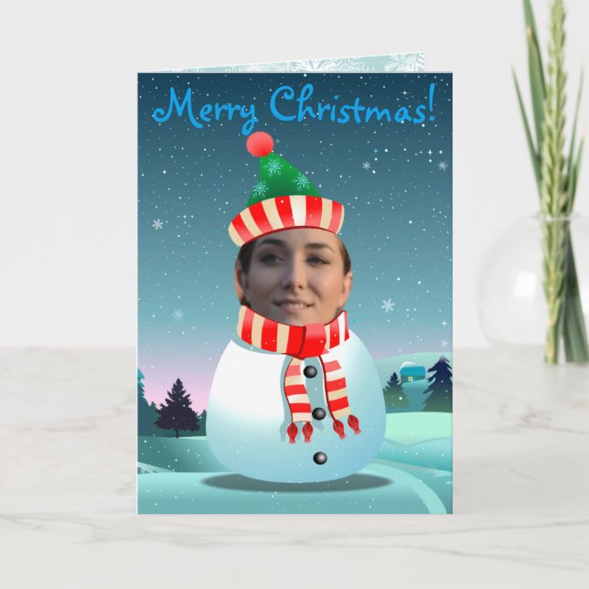 Un muñeco de nieve de navidad con tu propia foto (Anverso)