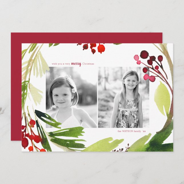 Un Navidad botánico 2 tarjeta de vacaciones fotogr (Anverso / Reverso)