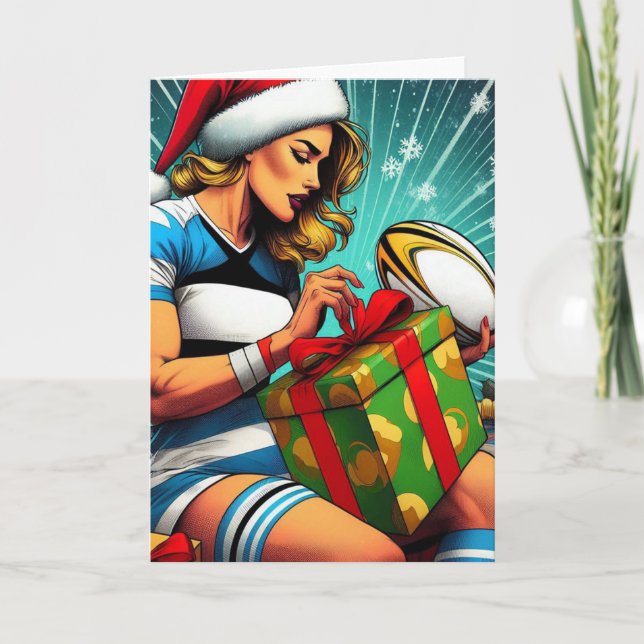 Un Navidad de rugby - Tarjeta de saludo de rugby (Anverso)