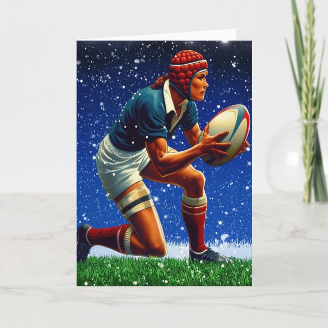 Un Navidad de rugby - Tarjeta de saludo de rugby (Anverso)