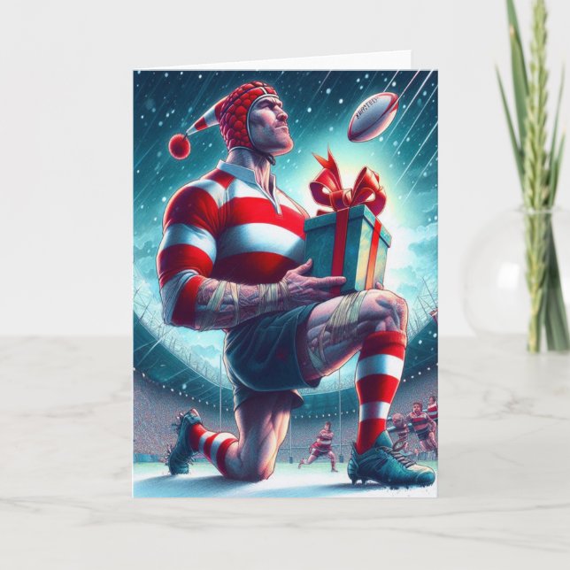 Un Navidad de rugby - Tarjeta de saludo de rugby (Anverso)