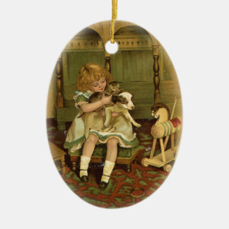 Un niño encantador con un ornamento gatito