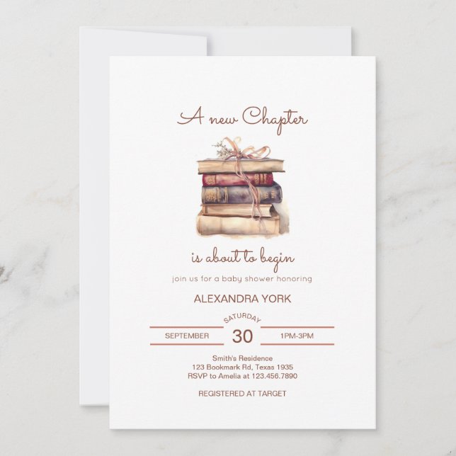Un nuevo capítulo de la invitación a Baby Shower (Anverso)