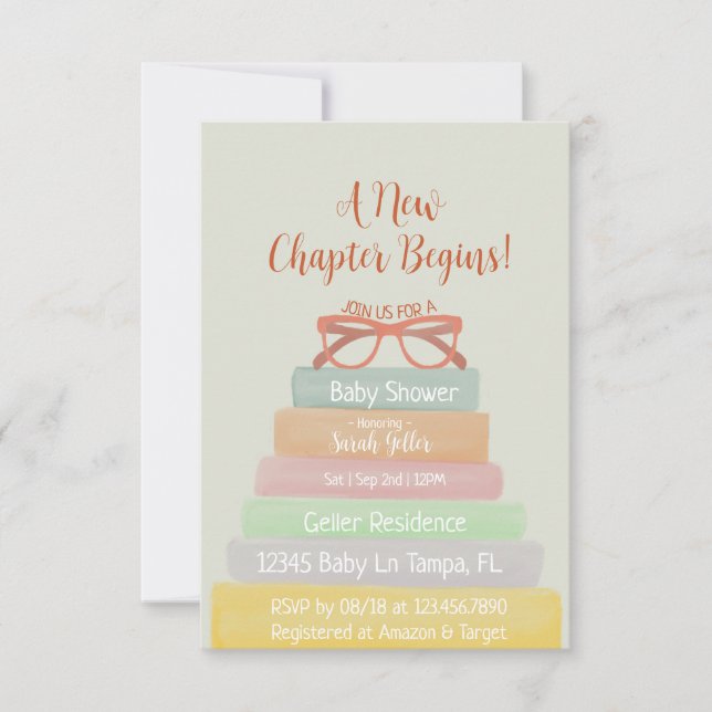 Un nuevo capítulo inicia la invitación de Baby Sho (Anverso)