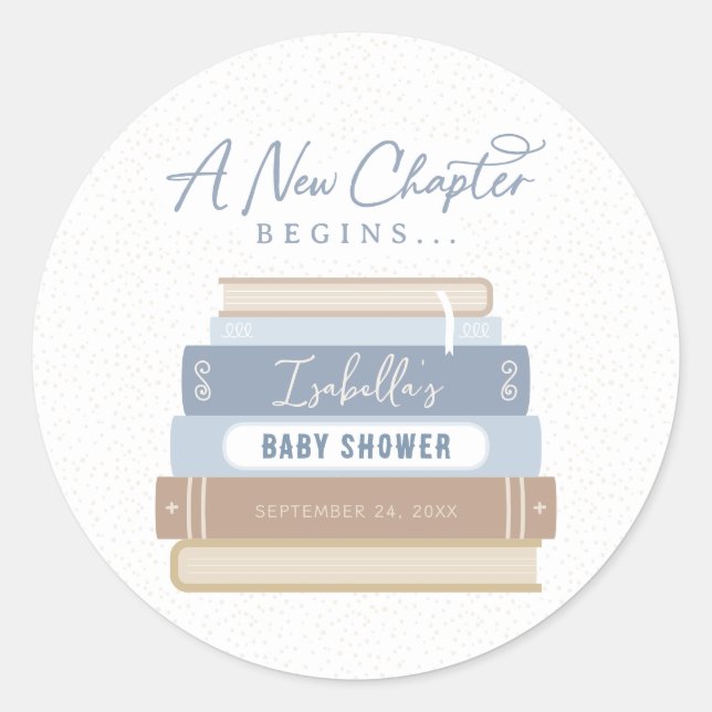 Un nuevo capítulo inicia Pegatina de Baby Shower (Anverso)