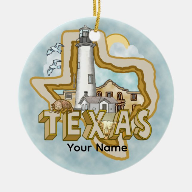 Un ornamento cerámico del faro de Texas (Frente)