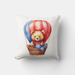Un oso lindo en una almohada de globo de aire cali