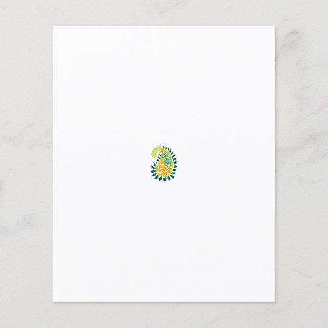 un paisley amarillo y verde con hojas y flores (Frente)