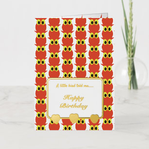 Un pajarito me dijo Lechuza Roja Feliz Cumpleaños