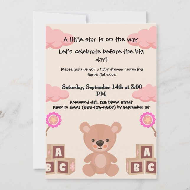Un paquete de invitaciones a la ducha para bebés (Anverso)