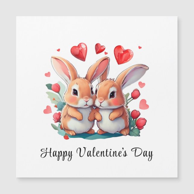 Un par de divertidos conejos acuarelas (Anverso)