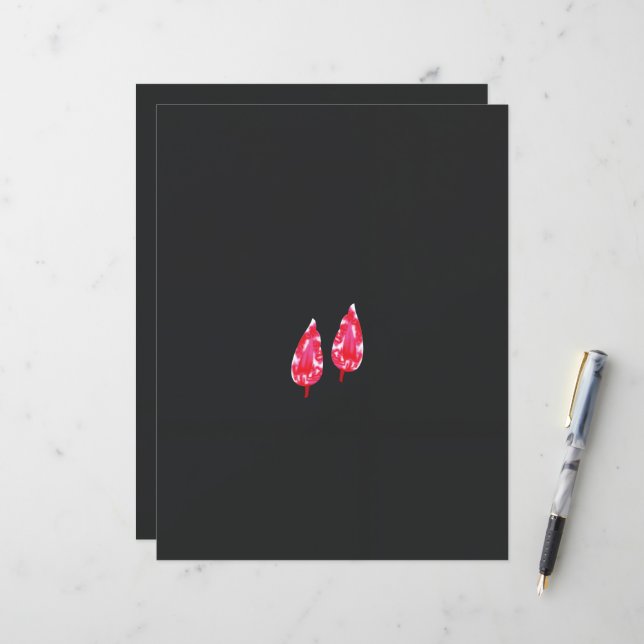 un par de hojas rojas sobre un fondo negro (Anverso/Reverso In Situ)