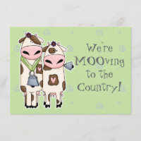 un par de lindas vacas moo moviéndose invitación