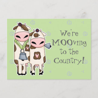 un par de vacas moo lindas anuncio de mudanza